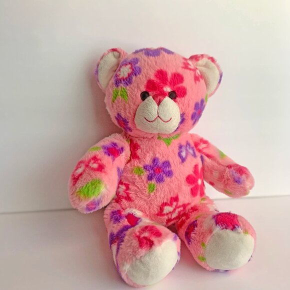 Build A Bear Pink Bear Flowers and Purple Butterflies Plush - Picture 2 of 5